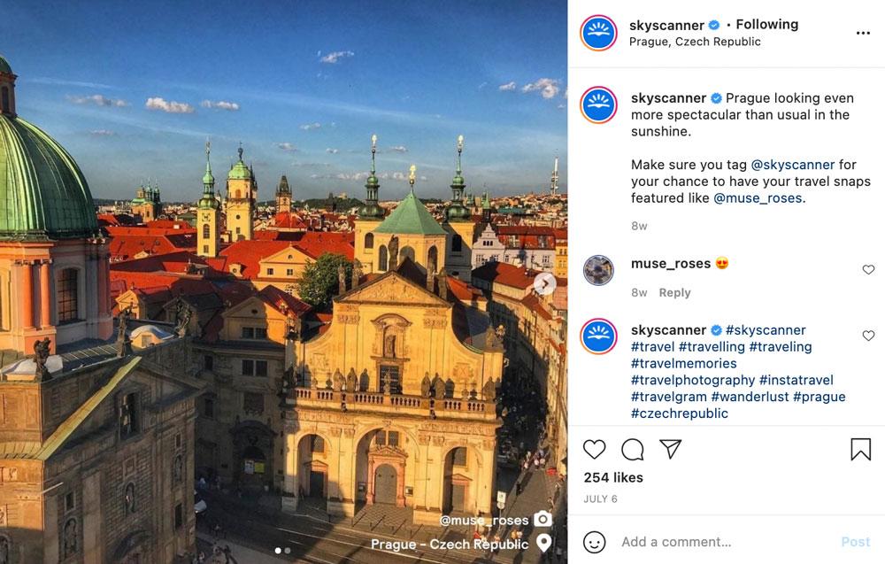 Instagram shot of the Czech Republic from Skyscanner's account